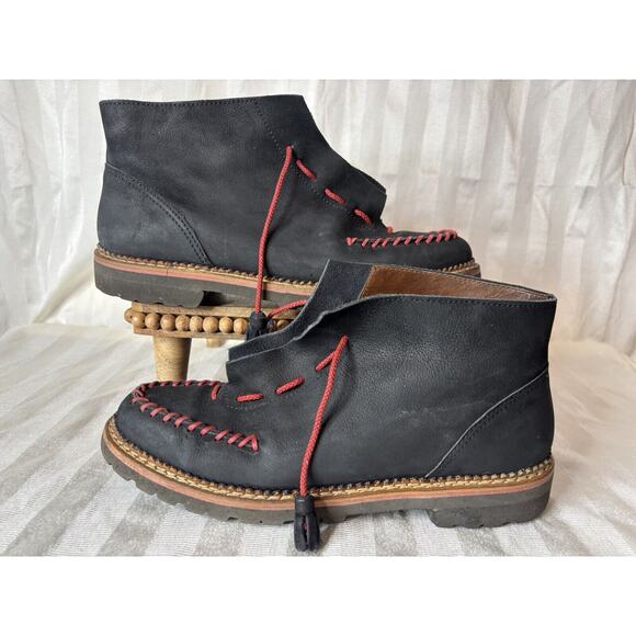Marithe + Francois Girbaud Boots Black Red Stitch sz 43 MARITHE FRANCOIS GIRBAUD - Picture 1 of 15